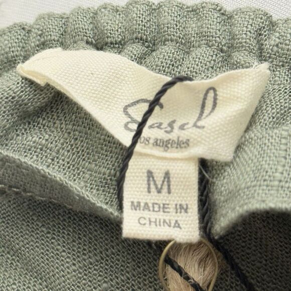 NWT Easel Linen Blend Olive Green Halter Sundress Fringed Hem Women’s Medium - Picture 8 of 10